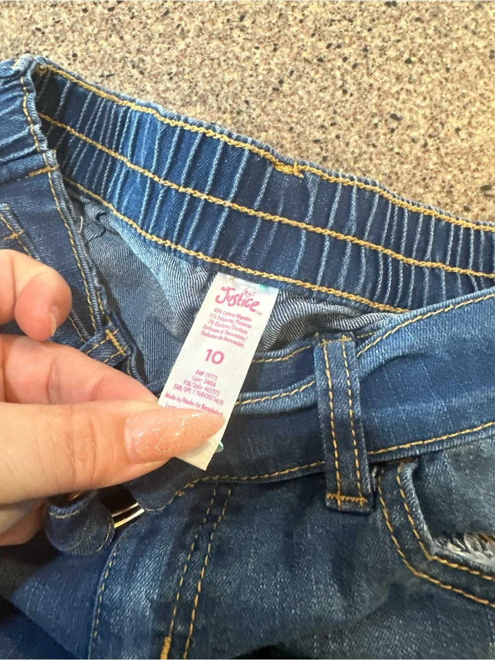 Justice Dark Blue Denim Jeans with Contrast Stitching